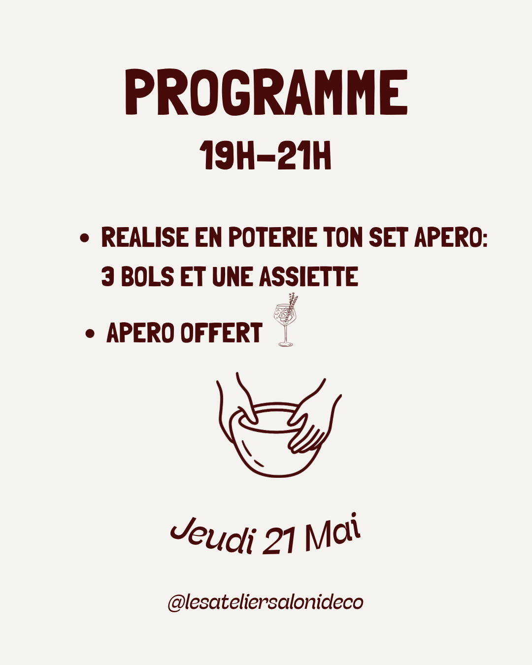🍷 Apéro Poterie (15€ d'acompte) - Les afterworks d’Aloni 60€